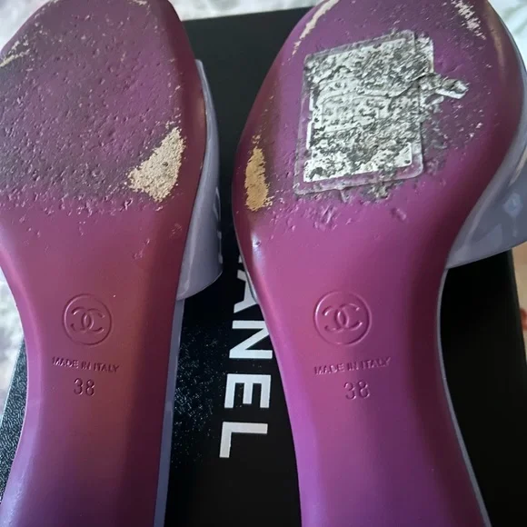 Chanel Lavender Block Heel Mules - Picture 5 of 5